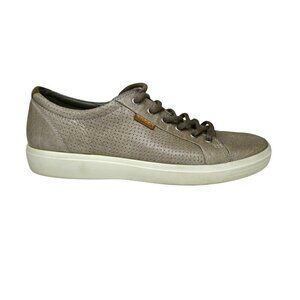 Ecco Soft 7 Mens Size 45 Us 11-11.5 Perforated Leather Sneakers Grey‎ Taupe